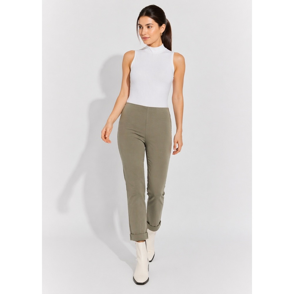 Lysse XS High‎ Waist Pull On Straight Leg Denim Leggings Khaki